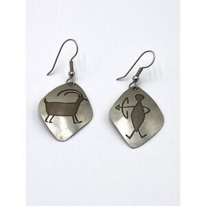 Alpaca Earrings Dangles Drops Hunter Goat Artisan Vintage